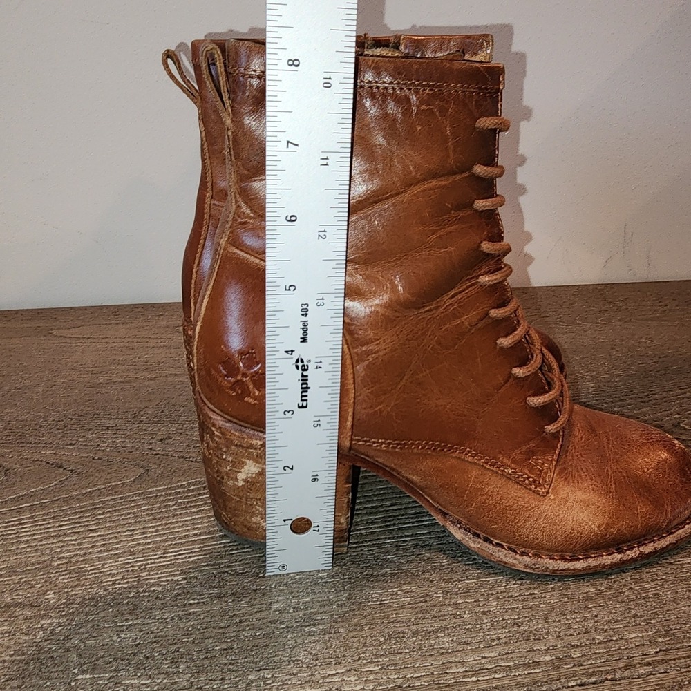 Patricia Nash Sicily Tan Leather Lace Up Ankle Boots 7.5 Boho Whimsigoth Prairie - Picture 15 of 16